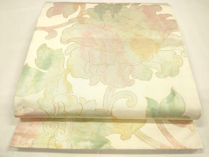 平和屋着物●全通柄袋帯 更紗花唐草文 金糸 正絹 逸品 DAAZ4372cm