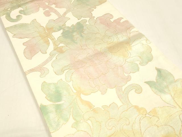 平和屋着物●全通柄袋帯 更紗花唐草文 金糸 正絹 逸品 DAAZ4372cm
