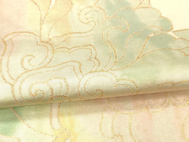 平和屋着物●全通柄袋帯 更紗花唐草文 金糸 正絹 逸品 DAAZ4372cm