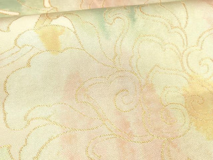 平和屋着物●全通柄袋帯 更紗花唐草文 金糸 正絹 逸品 DAAZ4372cm