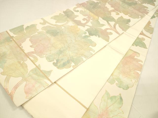 平和屋着物●全通柄袋帯 更紗花唐草文 金糸 正絹 逸品 DAAZ4372cm