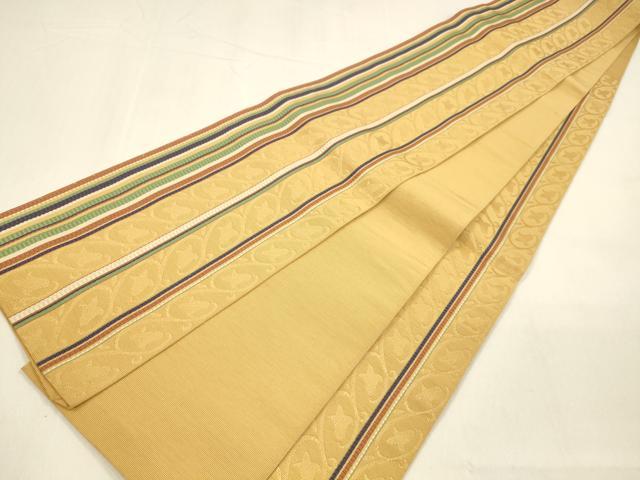 平和屋着物●本場筑前博多織　半幅帯　枝花間道　正絹　逸品　DAAZ4384cm
