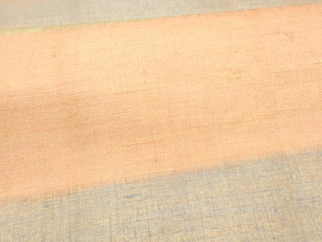 平和屋着物●全通柄袋帯　紬地　釉鐸　横段文　反端付き　正絹　逸品　DAAZ4392cm