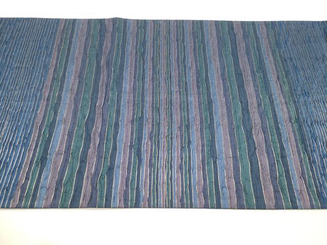 平和屋着物●六通柄袋帯　ふくれ織　横段文　金糸　正絹　逸品　DAAZ4409cm