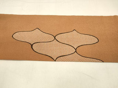 平和屋着物●九寸名古屋帯　抽象文様　鬼しぼ縮緬　正絹　逸品　DAAZ4411cm