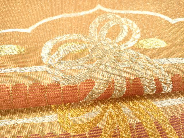 平和屋着物▽スリーシーズン 春夏秋 全通柄袋帯 室町源 吉祥結び文 金銀糸 正絹 逸品 DAAZ4437cm