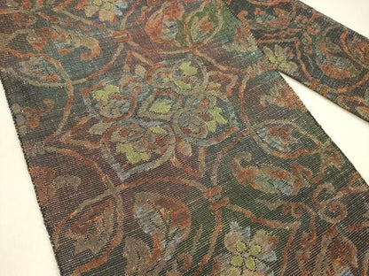 平和屋着物●八寸名古屋帯　紬地　花唐草文　正絹　逸品　DAAZ4456cm