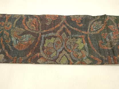 平和屋着物●八寸名古屋帯　紬地　花唐草文　正絹　逸品　DAAZ4456cm