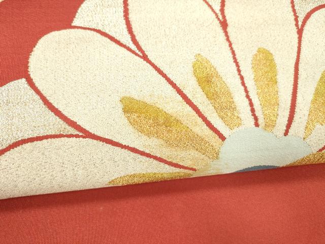 平和屋着物●爪掻き本綴れ　八寸名古屋帯　更紗花文　金銀糸　正絹　逸品　DAAZ4460cm