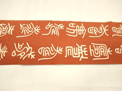平和屋着物●全通柄九寸名古屋帯 型染 文字文 鬼しぼ縮緬 正絹 逸品 DAAZ4469cm