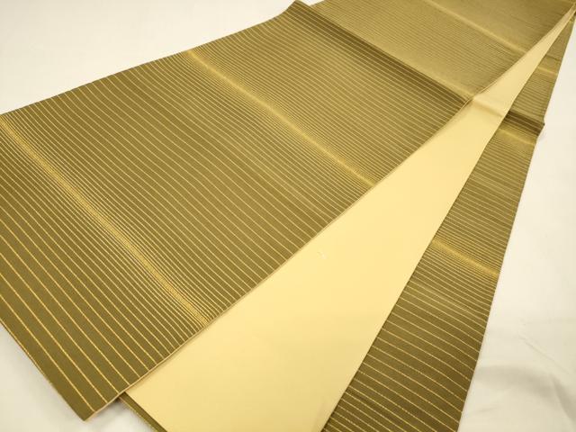 平和屋着物●全通柄袋帯 横段文 金糸 正絹 逸品 DAAZ4481cm