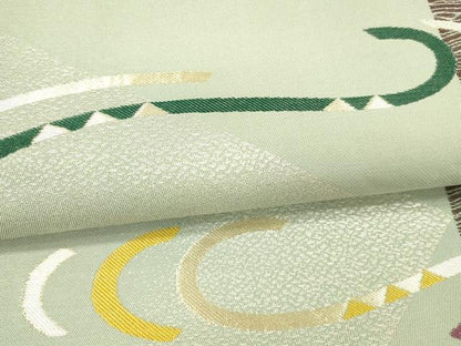 平和屋着物●六通柄袋帯 抽象文様 金銀糸 正絹 逸品 DAAZ4488cm