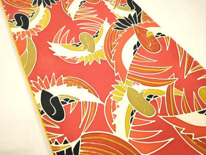 平和屋着物●塩瀬 全通柄袋帯 型染 飛鳥文 正絹 逸品 DAAZ4495cm