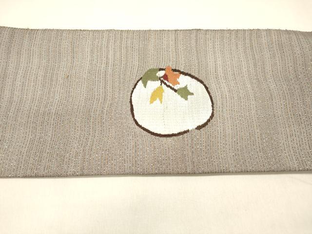 平和屋着物○八寸名古屋帯 すくい織 枝花文 金糸 正絹 逸品