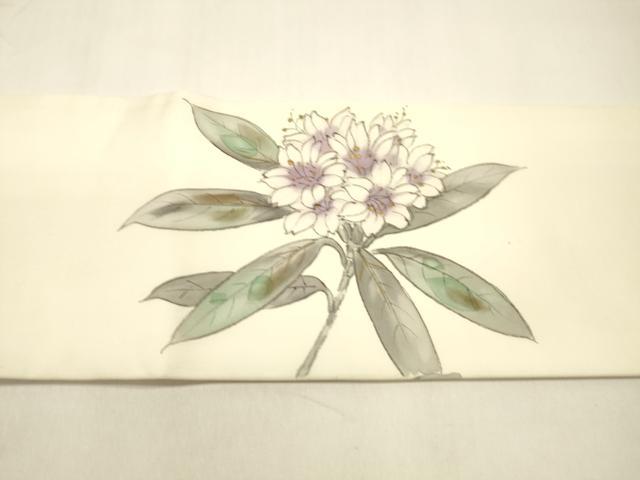 平和屋着物●塩瀬　つけ帯　手描き　枝花文　金彩　正絹　逸品　DAAZ4499cm