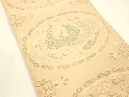 平和屋着物●爪掻き本綴れ 八寸名古屋帯 鳳凰花文 正絹 逸品 DAAZ4502cm