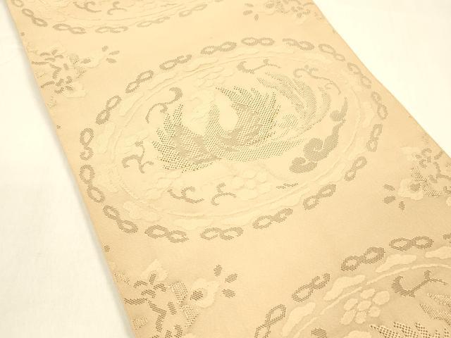 平和屋着物●爪掻き本綴れ 八寸名古屋帯 鳳凰花文 正絹 逸品 DAAZ4502cm