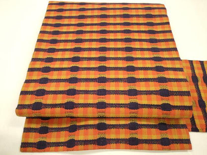 平和屋着物●全通柄名古屋帯 眼鏡織 抽象文様 綿 逸品 DAAZ4507cm