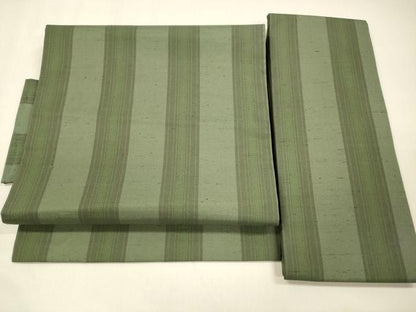 平和屋着物●つけ帯　紬地　間道　正絹　逸品　DAAZ4515cm