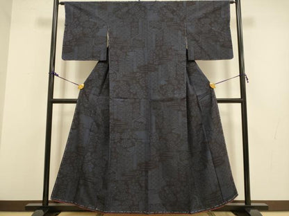 平和屋着物●結城紬　80亀甲　吉祥花文　正絹　逸品　未使用　DAAZ5002du