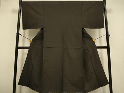 平和屋着物●男性 紬 濃い焦茶色 正絹 逸品 未使用 DAAZ5030du