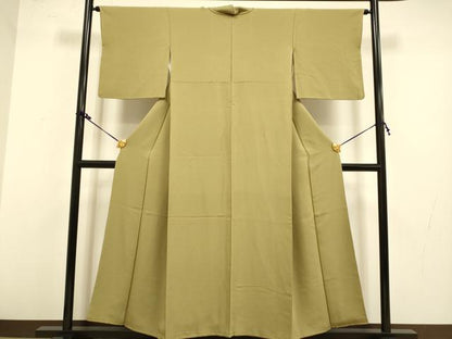 平和屋着物●上質な色無地　榛色　正絹　逸品　DAAZ5032du