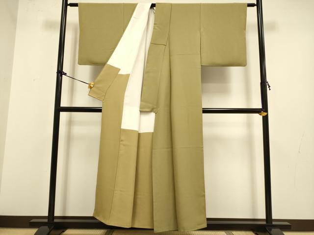 平和屋着物●上質な色無地　榛色　正絹　逸品　DAAZ5032du