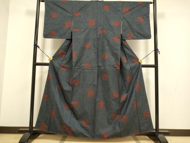平和屋着物●本場大島紬 7マルキ 草花文 正絹 逸品 未使用 DAAZ5035du