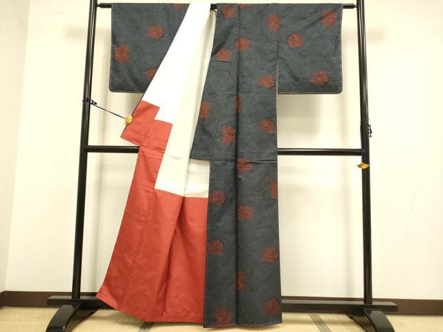 平和屋着物●本場大島紬 7マルキ 草花文 正絹 逸品 未使用 DAAZ5035du