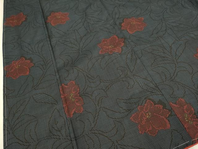 平和屋着物●本場大島紬 7マルキ 草花文 正絹 逸品 未使用 DAAZ5035du