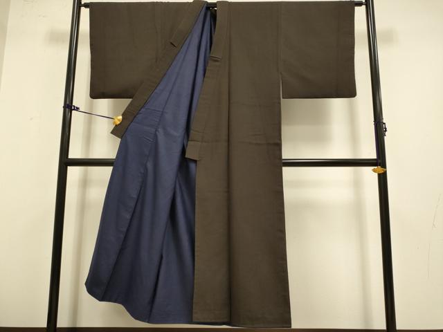 平和屋着物●男性　紬　濃い憲法色　正絹　逸品　DAAZ5038du
