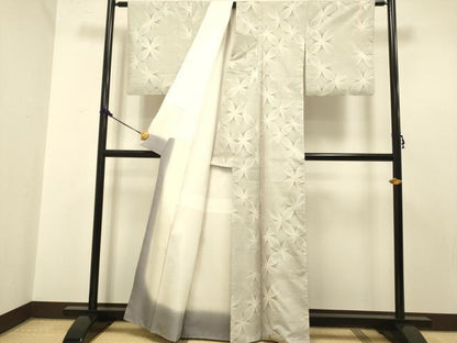 平和屋着物●本場大島紬　白大島　七宝文　正絹　逸品　DAAZ5043du
