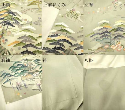 平和屋着物●訪問着　風景花文　正絹　逸品　DAAZ5047du