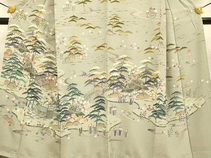 平和屋着物●訪問着　風景花文　正絹　逸品　DAAZ5047du