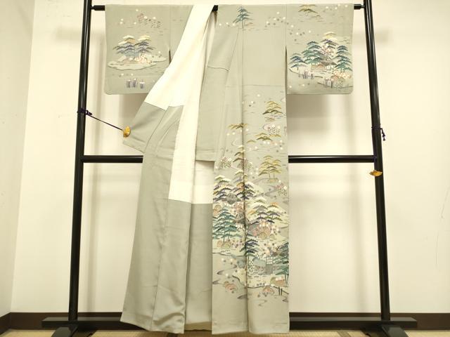 平和屋着物●訪問着　風景花文　正絹　逸品　DAAZ5047du