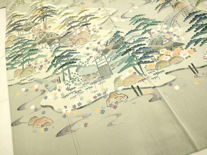 平和屋着物●訪問着　風景花文　正絹　逸品　DAAZ5047du