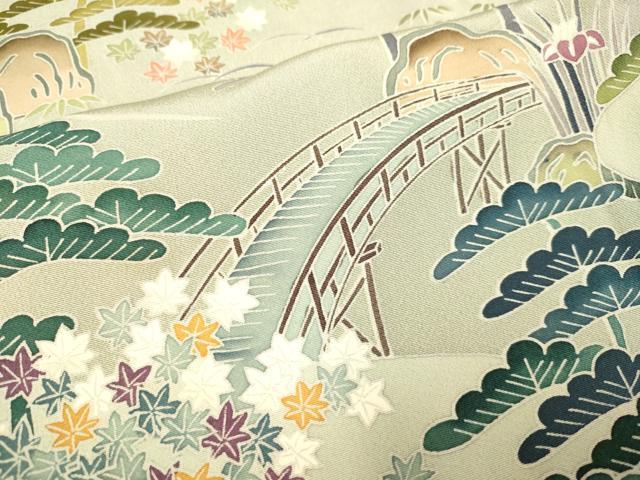 平和屋着物●訪問着　風景花文　正絹　逸品　DAAZ5047du