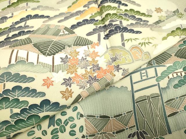 平和屋着物●訪問着　風景花文　正絹　逸品　DAAZ5047du