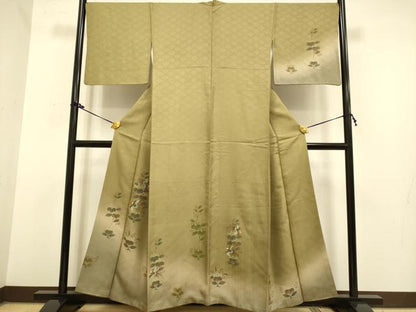 平和屋着物●訪問着 刺繍 花鳥文 暈し染め 金彩 正絹 逸品 DAAZ5063du