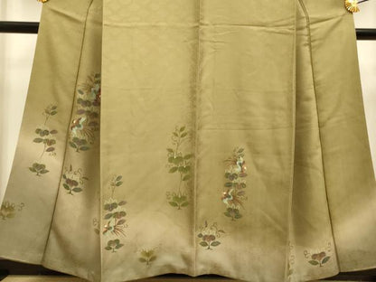 平和屋着物●訪問着 刺繍 花鳥文 暈し染め 金彩 正絹 逸品 DAAZ5063du