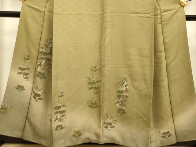 平和屋着物●訪問着 刺繍 花鳥文 暈し染め 金彩 正絹 逸品 DAAZ5063du