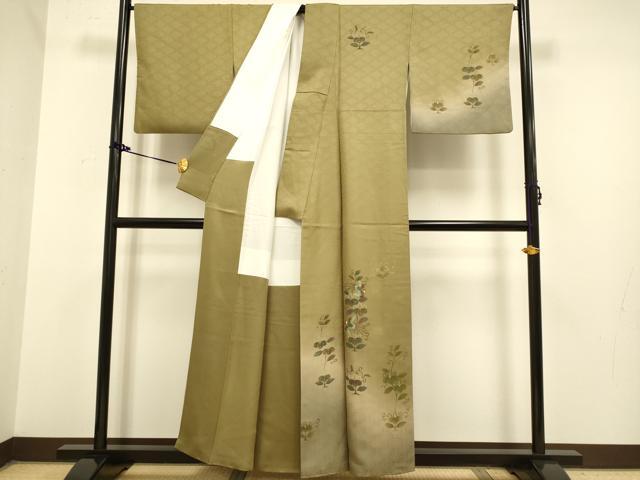 平和屋着物●訪問着 刺繍 花鳥文 暈し染め 金彩 正絹 逸品 DAAZ5063du