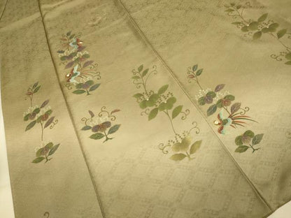 平和屋着物●訪問着 刺繍 花鳥文 暈し染め 金彩 正絹 逸品 DAAZ5063du