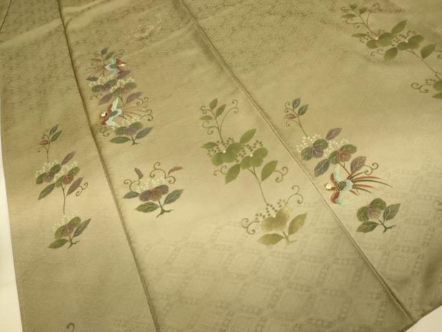 平和屋着物●訪問着 刺繍 花鳥文 暈し染め 金彩 正絹 逸品 DAAZ5063du
