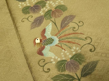 平和屋着物●訪問着 刺繍 花鳥文 暈し染め 金彩 正絹 逸品 DAAZ5063du