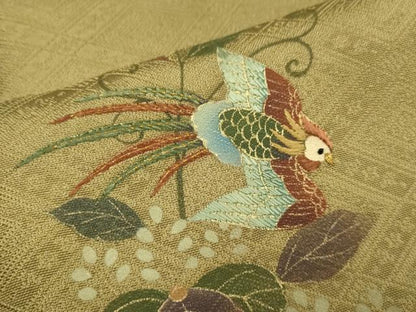 平和屋着物●訪問着 刺繍 花鳥文 暈し染め 金彩 正絹 逸品 DAAZ5063du