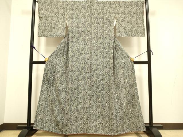 平和屋着物●上質な小紋 型染 幾何学花鳥文 正絹 逸品 DAAZ5077du