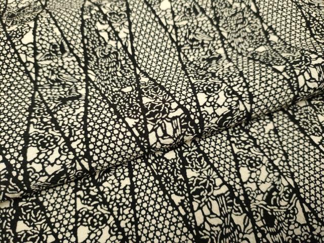 平和屋着物●上質な小紋 型染 幾何学花鳥文 正絹 逸品 DAAZ5077du