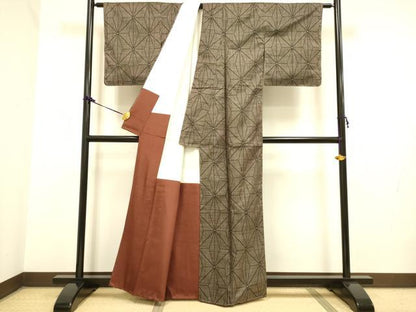 平和屋着物●本場大島紬 7マルキ 麻の葉文様 正絹 逸品 未使用 DAAZ5094du