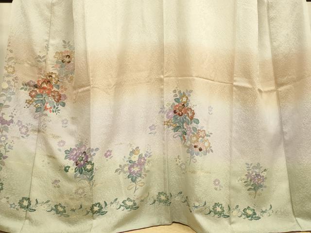 平和屋着物●訪問着　草花文　金彩　正絹　逸品　DAAZ5107du